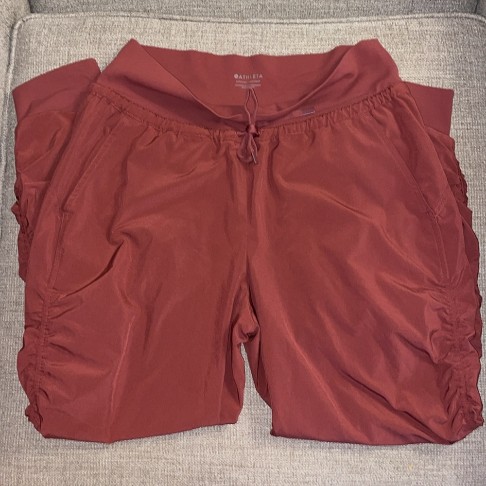 Athleta Rust Red Ruched Track Joggers - Picture 7 of 15